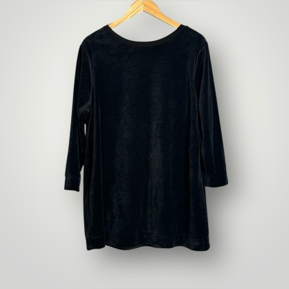 Soma Velour Long Sleeve Lounge Top Size XL Pullover V Neck Kangaroo Pocket Black - Picture 4 of 7